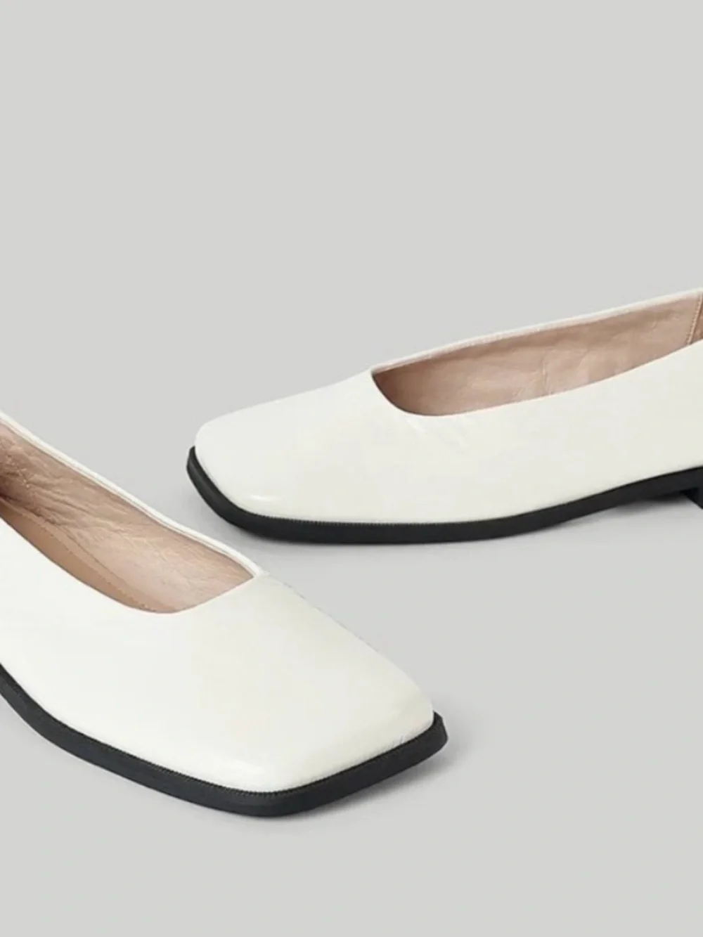 INTENTIONALLY BLANK Women's Square-Toe Ballet Flats in Cream size 10 women’s